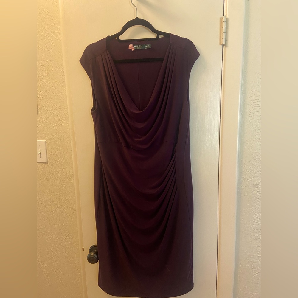 Lauren by Ralph Lauren women's purple sleeveless empire waist cowl neck size 16W